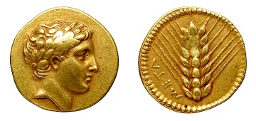 Wertvolle altgriechische Goldmünze aus Lucanien